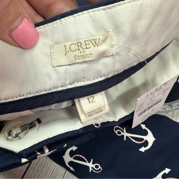 NWT J. Crew factory nautical Anchor Print skimmer pant city fit sz 12 navy - Picture 8 of 10